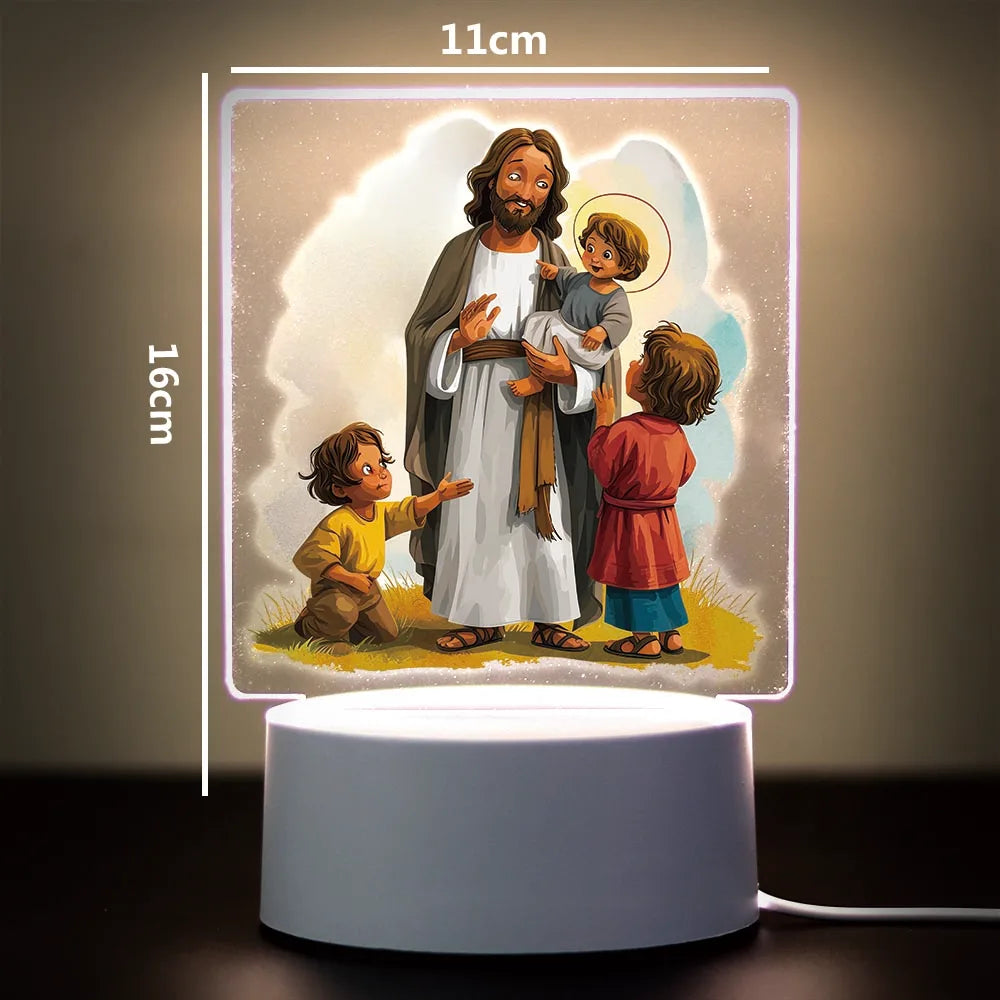 Christian 3D Night Light - USB Atmosphere Table Lamp for Home & Room Decor