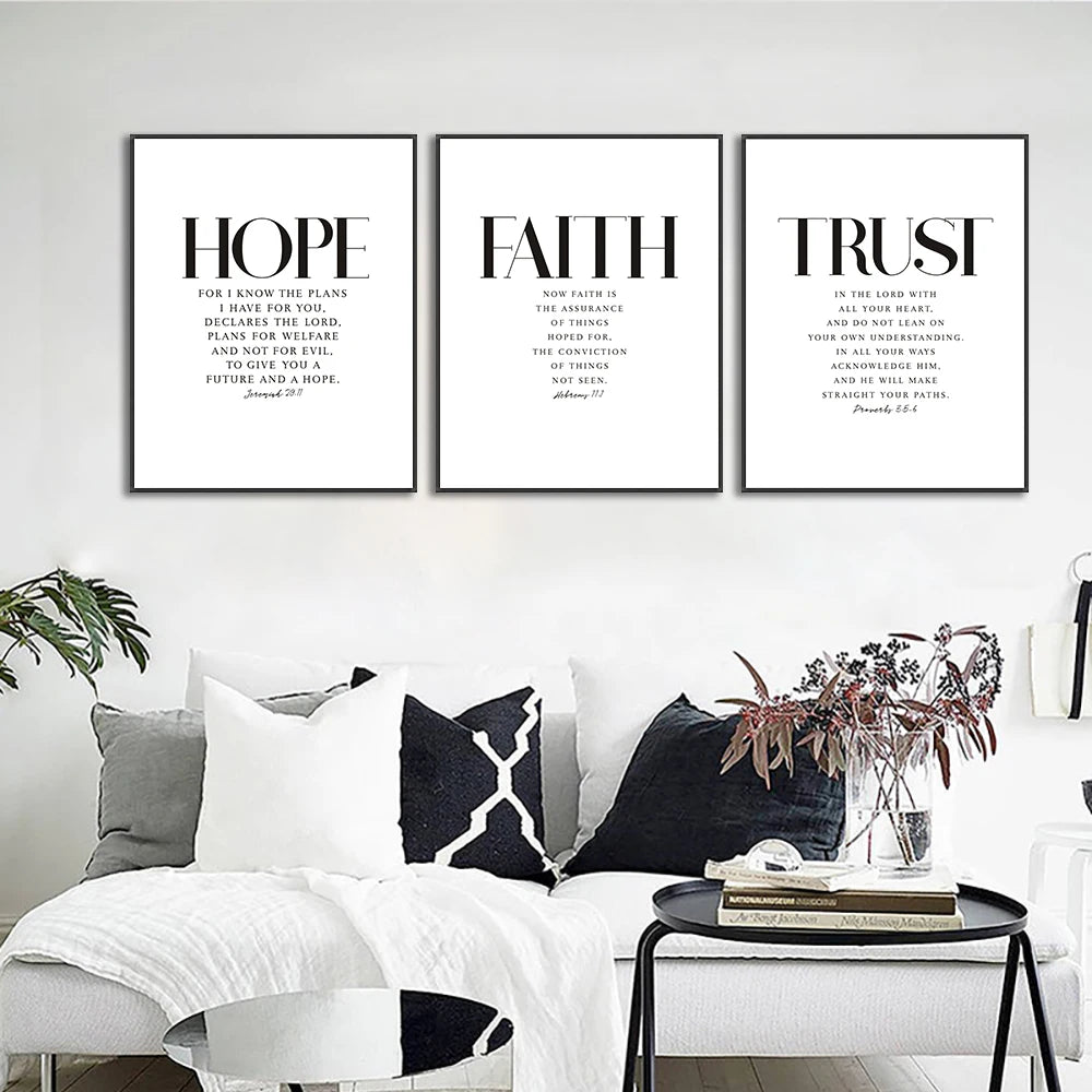 Christian Bible Verse Canvas Wall Art - Grace Joy Peace Hope Trust Faith Print