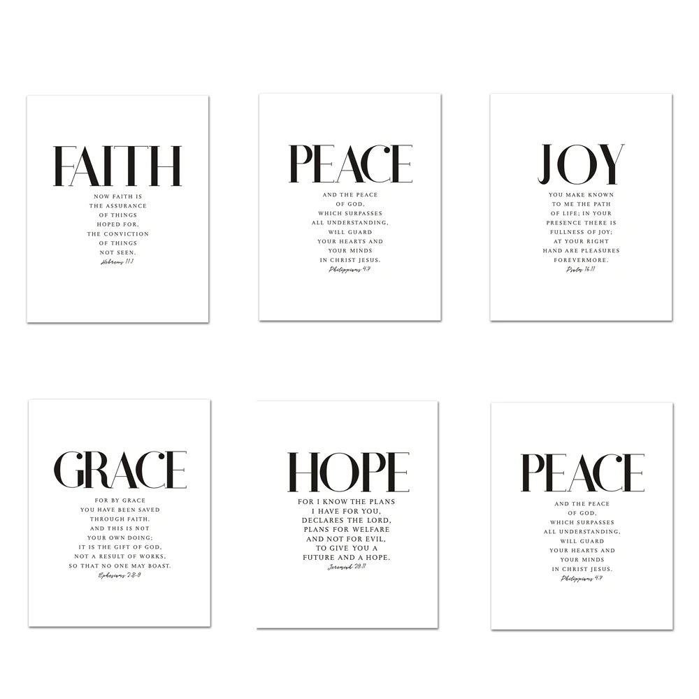 Christian Bible Verse Canvas Wall Art - Grace Joy Peace Hope Trust Faith Print