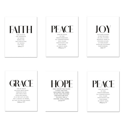 Christian Bible Verse Canvas Wall Art - Grace Joy Peace Hope Trust Faith Print