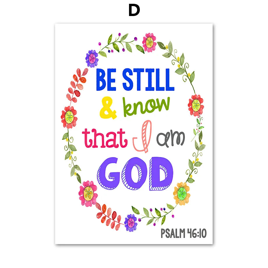 Kids Christian Bible Verse Canvas Wall Art