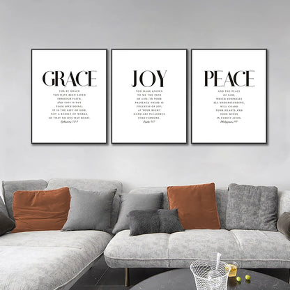 Christian Bible Verse Canvas Wall Art - Grace Joy Peace Hope Trust Faith Print