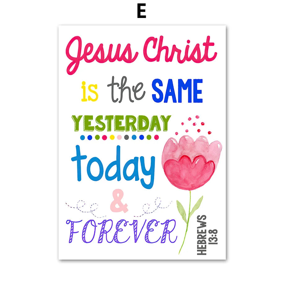Kids Christian Bible Verse Canvas Wall Art
