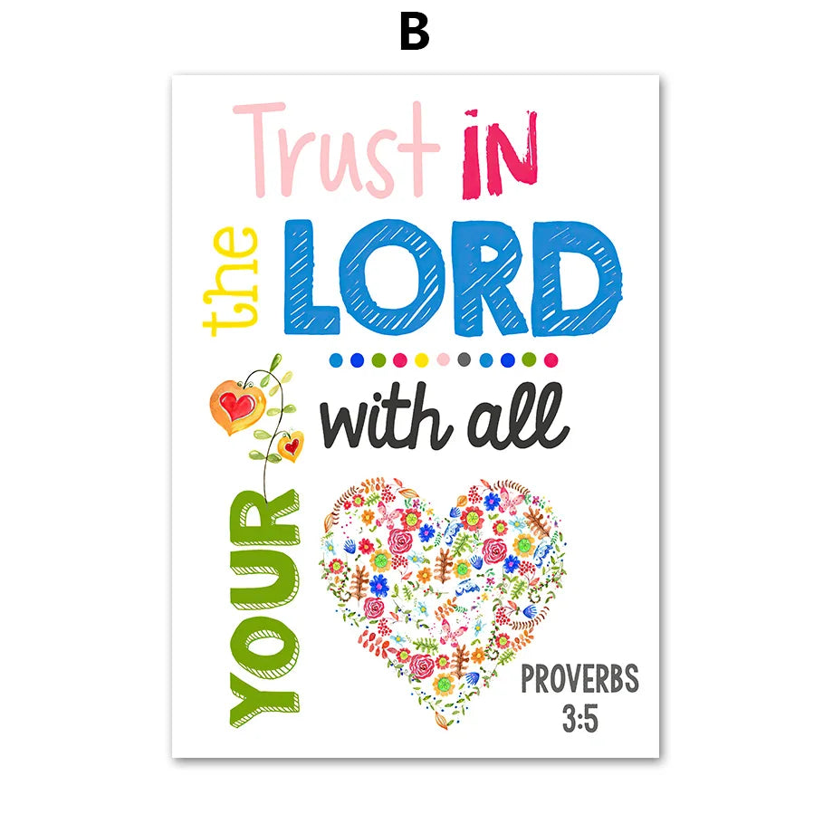 Kids Christian Bible Verse Canvas Wall Art