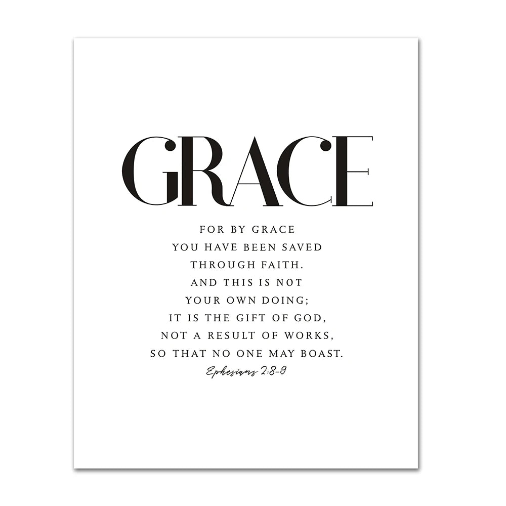 Christian Bible Verse Canvas Wall Art - Grace Joy Peace Hope Trust Faith Print