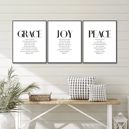 Christian Bible Verse Canvas Wall Art - Grace Joy Peace Hope Trust Faith Print
