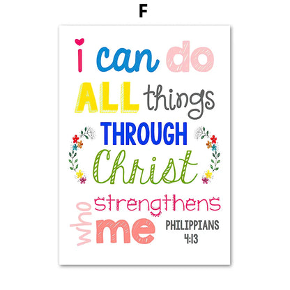 Kids Christian Bible Verse Canvas Wall Art