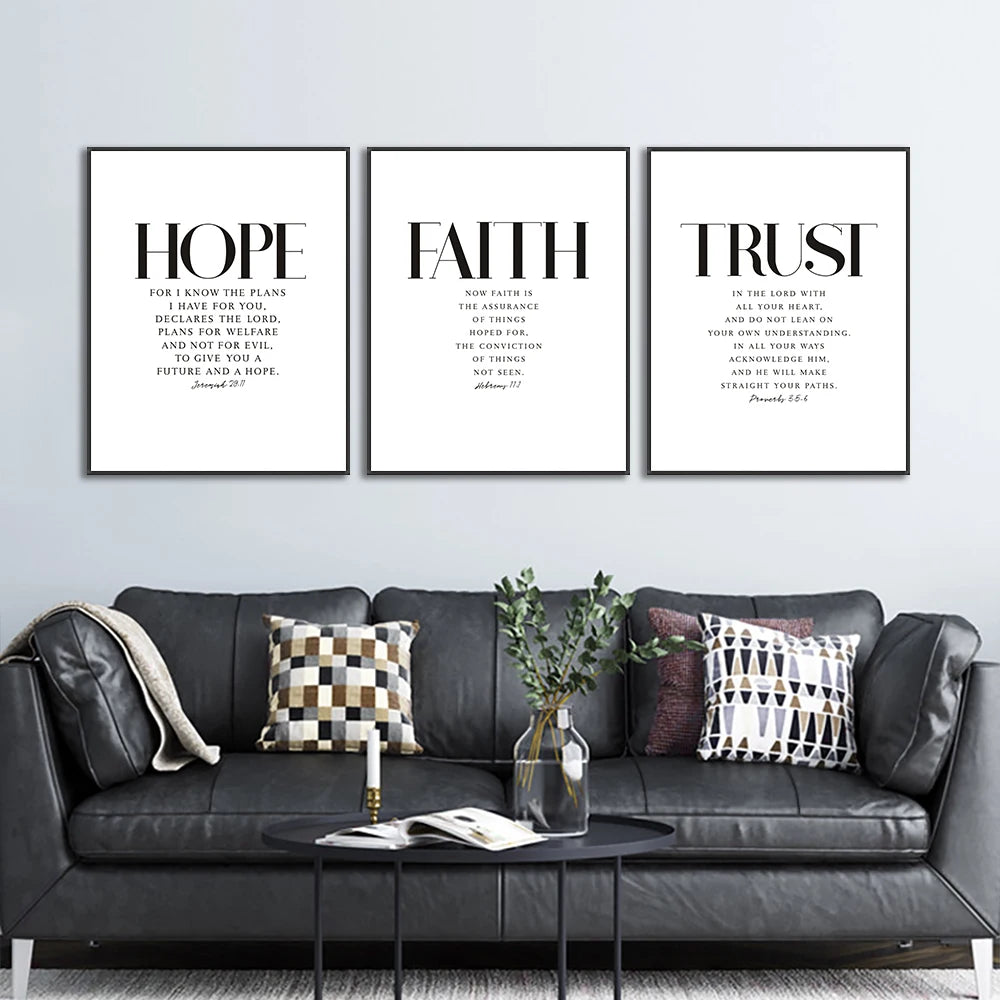 Christian Bible Verse Canvas Wall Art - Grace Joy Peace Hope Trust Faith Print