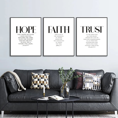 Christian Bible Verse Canvas Wall Art - Grace Joy Peace Hope Trust Faith Print