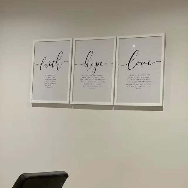 Christian Bible Verse Wall Art Prints – Faith Hope Love Decor Set