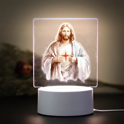 Christian 3D Night Light - USB Atmosphere Table Lamp for Home & Room Decor