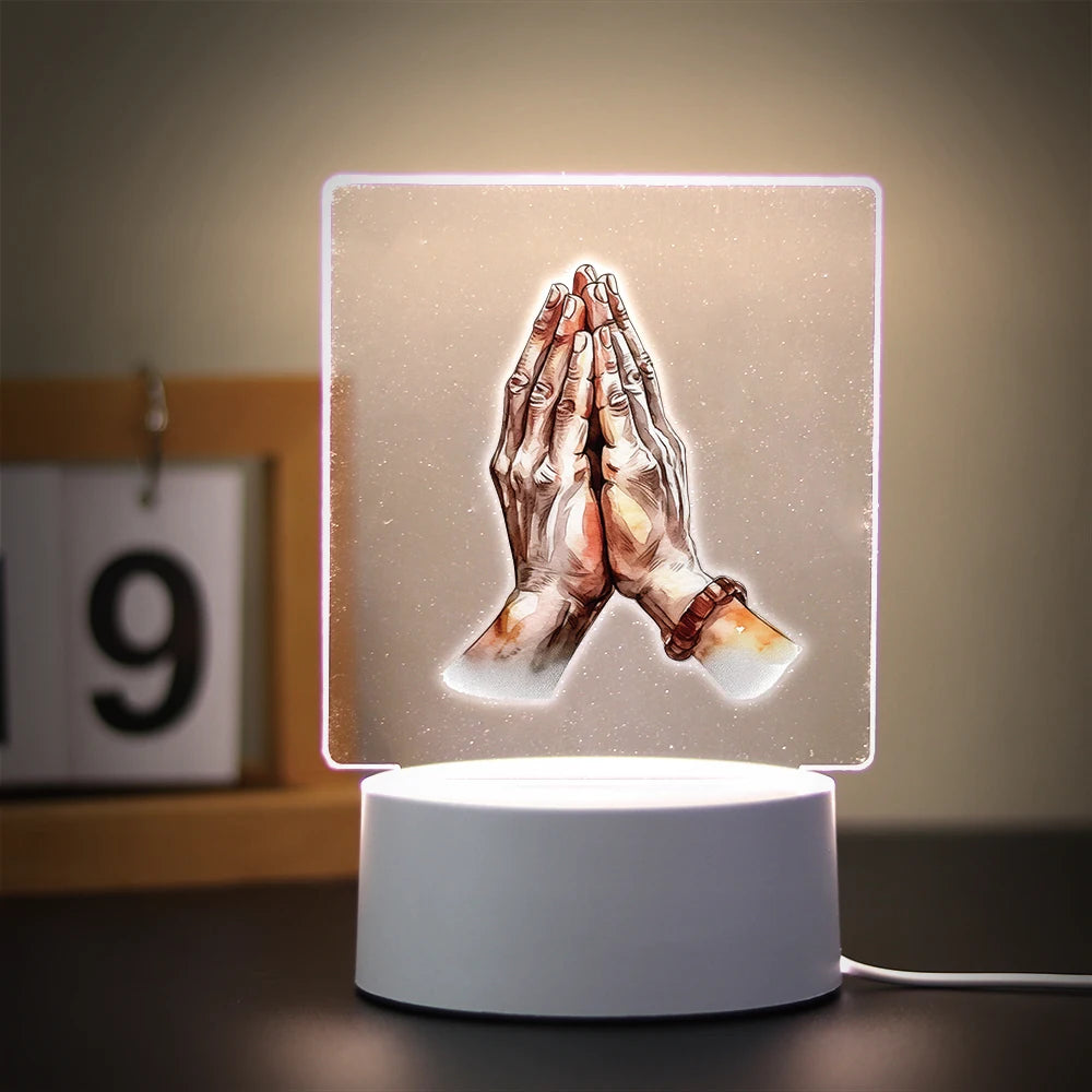 Christian 3D Night Light - USB Atmosphere Table Lamp for Home & Room Decor