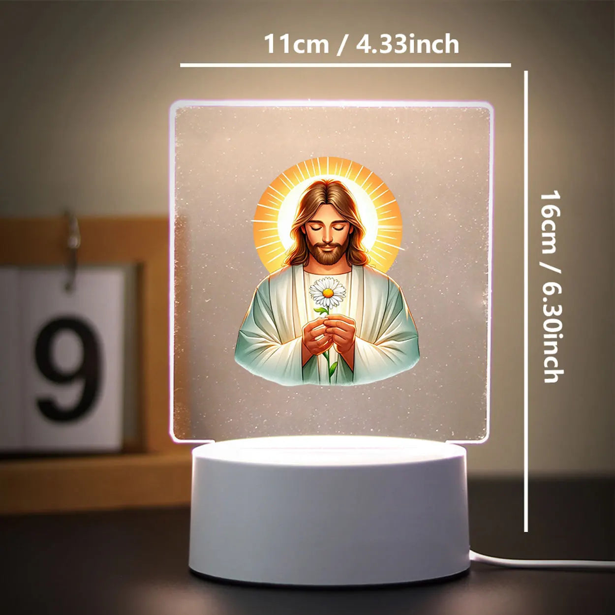 Christian 3D Night Light - USB Atmosphere Table Lamp for Home & Room Decor