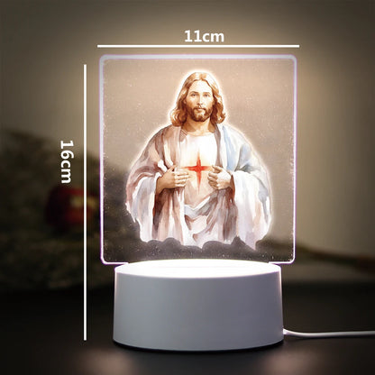 Christian 3D Night Light - USB Atmosphere Table Lamp for Home & Room Decor