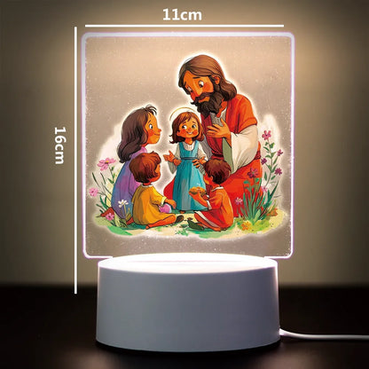 Christian 3D Night Light - USB Atmosphere Table Lamp for Home & Room Decor