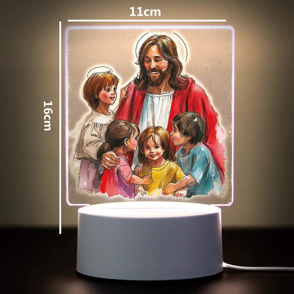 Christian 3D Night Light - USB Atmosphere Table Lamp for Home & Room Decor