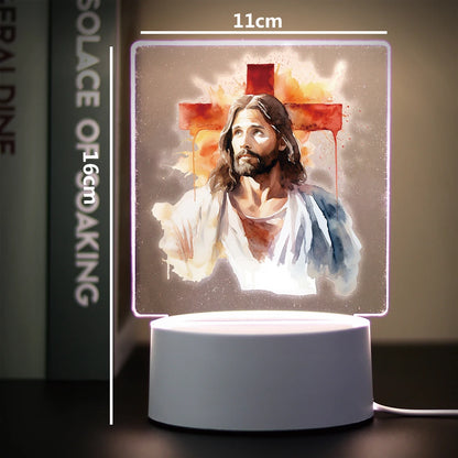 Christian 3D Night Light - USB Atmosphere Table Lamp for Home & Room Decor