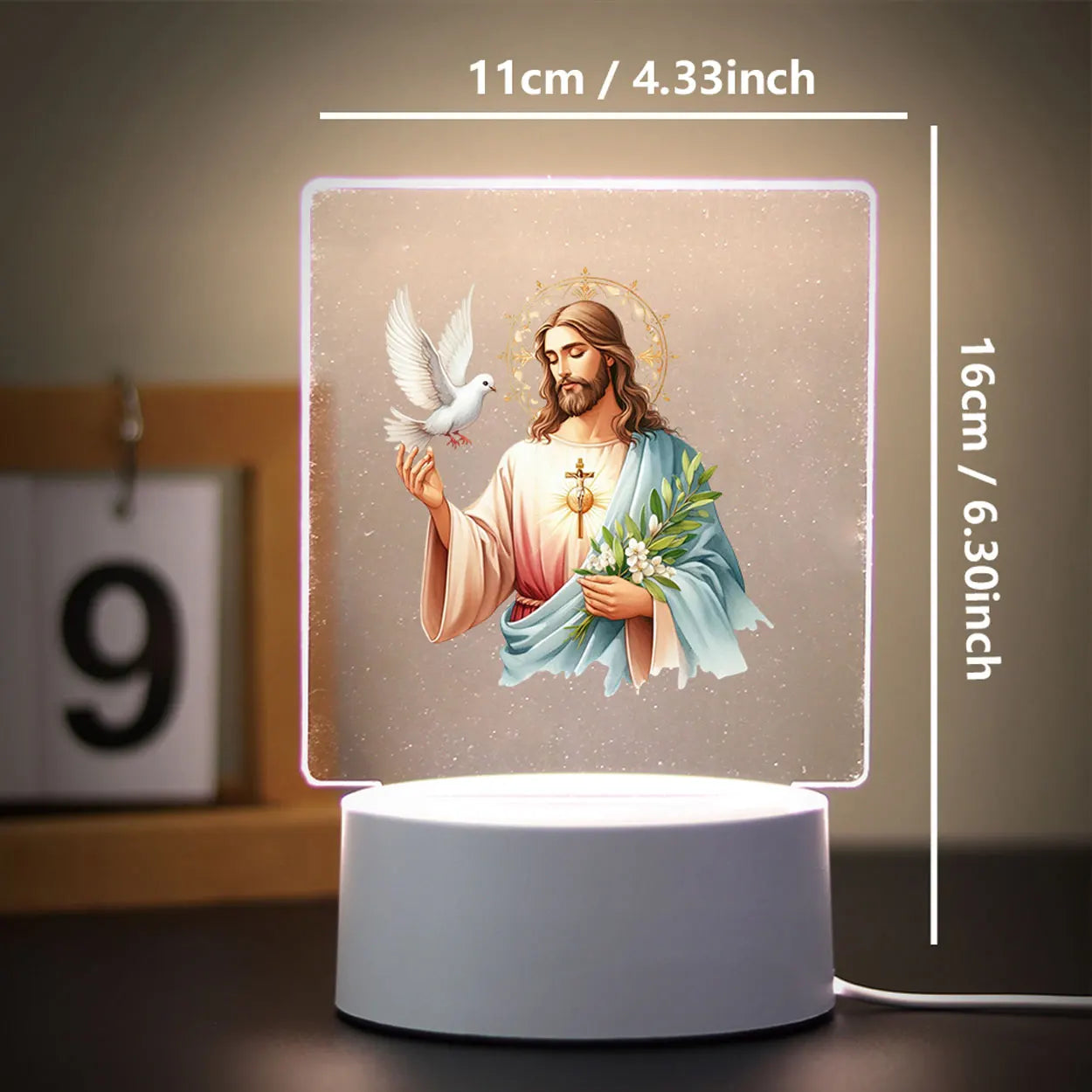 Christian 3D Night Light - USB Atmosphere Table Lamp for Home & Room Decor