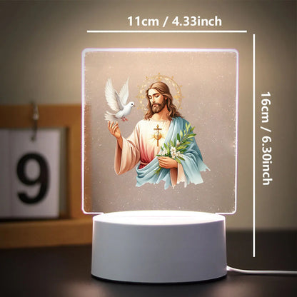 Christian 3D Night Light - USB Atmosphere Table Lamp for Home & Room Decor