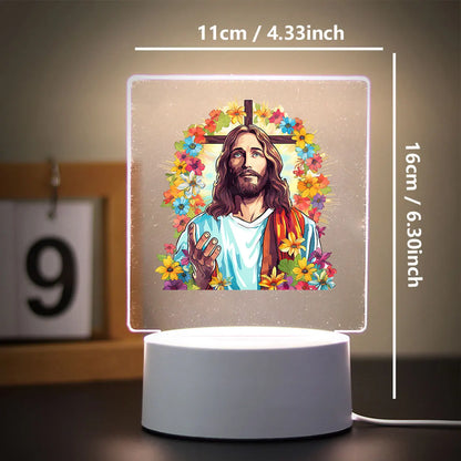 Christian 3D Night Light - USB Atmosphere Table Lamp for Home & Room Decor