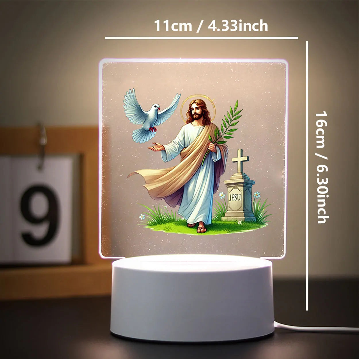 Christian 3D Night Light - USB Atmosphere Table Lamp for Home & Room Decor