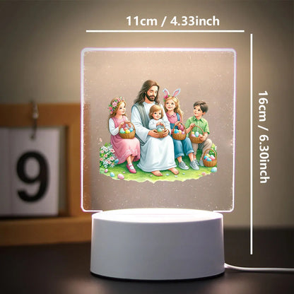 Christian 3D Night Light - USB Atmosphere Table Lamp for Home & Room Decor