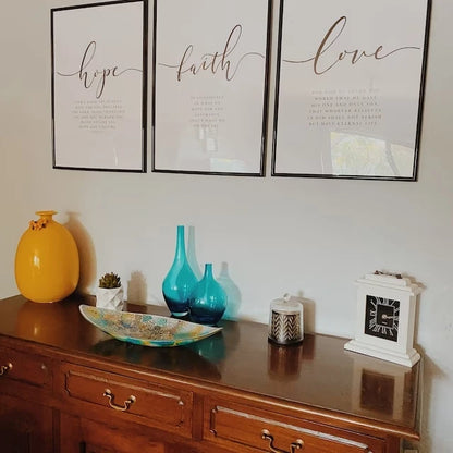 Christian Bible Verse Wall Art Prints – Faith Hope Love Decor Set