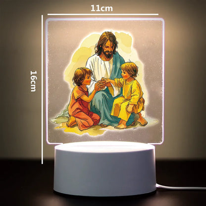 Christian 3D Night Light - USB Atmosphere Table Lamp for Home & Room Decor