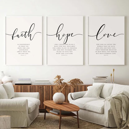 Christian Bible Verse Wall Art Prints – Faith Hope Love Decor Set