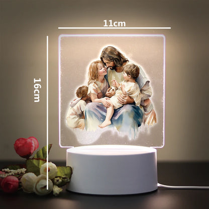 Christian 3D Night Light - USB Atmosphere Table Lamp for Home & Room Decor