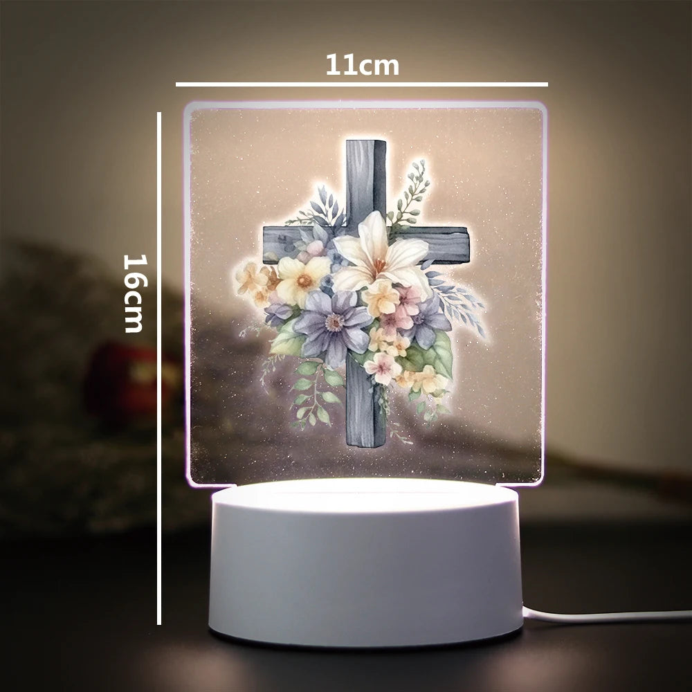 Christian 3D Night Light - USB Atmosphere Table Lamp for Home & Room Decor