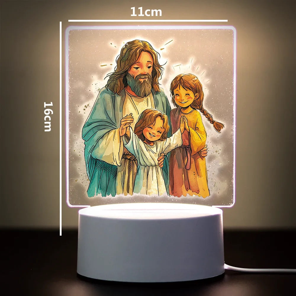 Christian 3D Night Light - USB Atmosphere Table Lamp for Home & Room Decor