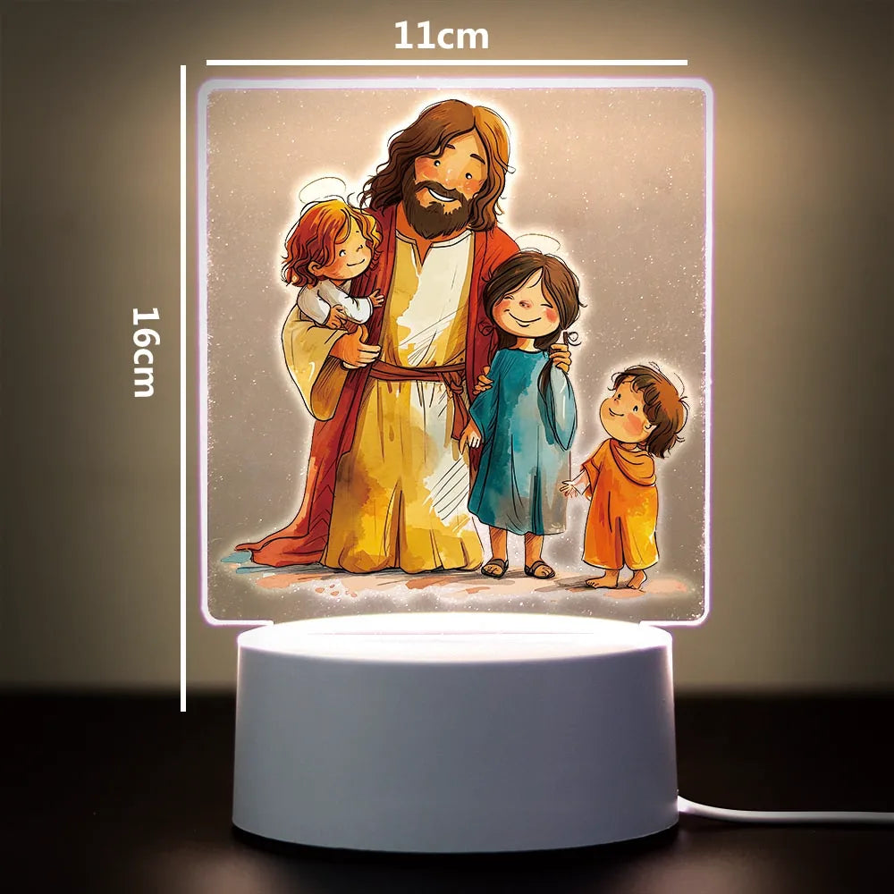 Christian 3D Night Light - USB Atmosphere Table Lamp for Home & Room Decor
