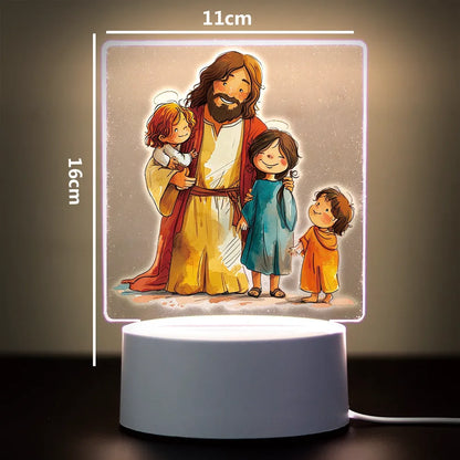Christian 3D Night Light - USB Atmosphere Table Lamp for Home & Room Decor