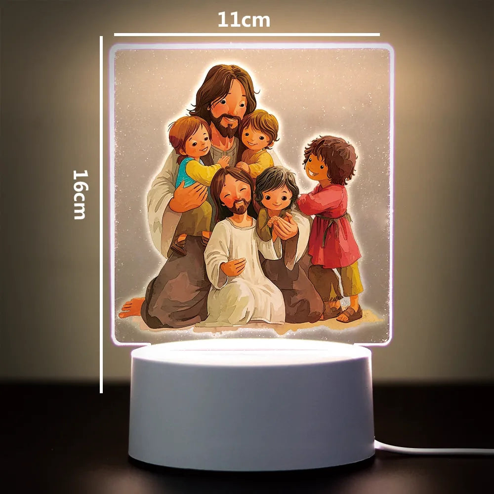 Christian 3D Night Light - USB Atmosphere Table Lamp for Home & Room Decor