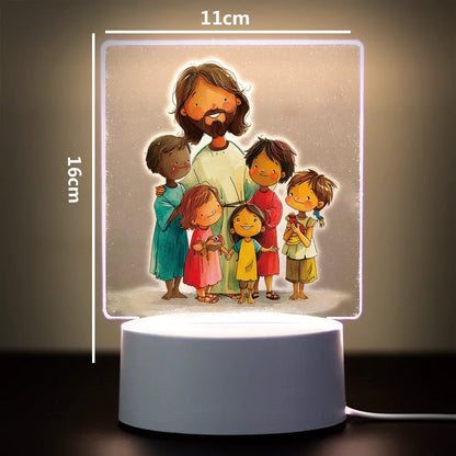 Christian 3D Night Light - USB Atmosphere Table Lamp for Home & Room Decor