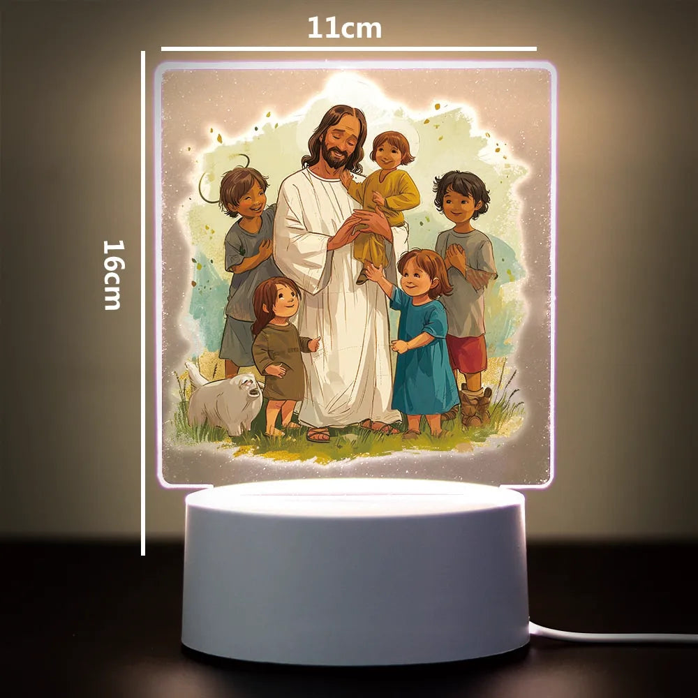 Christian 3D Night Light - USB Atmosphere Table Lamp for Home & Room Decor