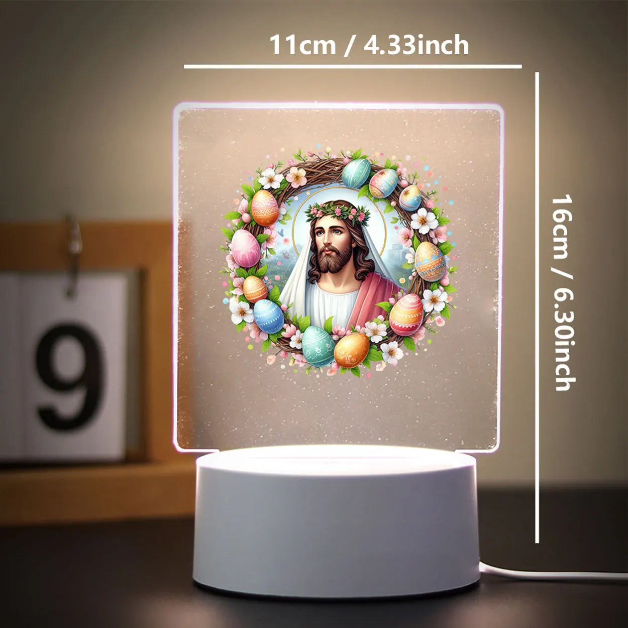 Christian 3D Night Light - USB Atmosphere Table Lamp for Home & Room Decor
