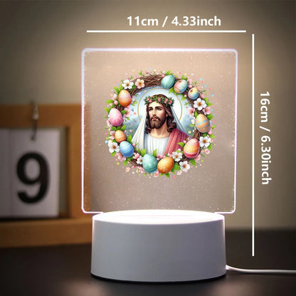 Christian 3D Night Light - USB Atmosphere Table Lamp for Home & Room Decor