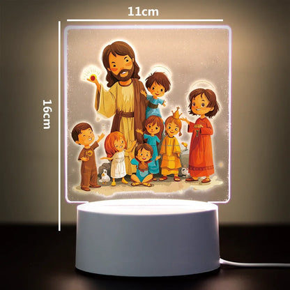 Christian 3D Night Light - USB Atmosphere Table Lamp for Home & Room Decor