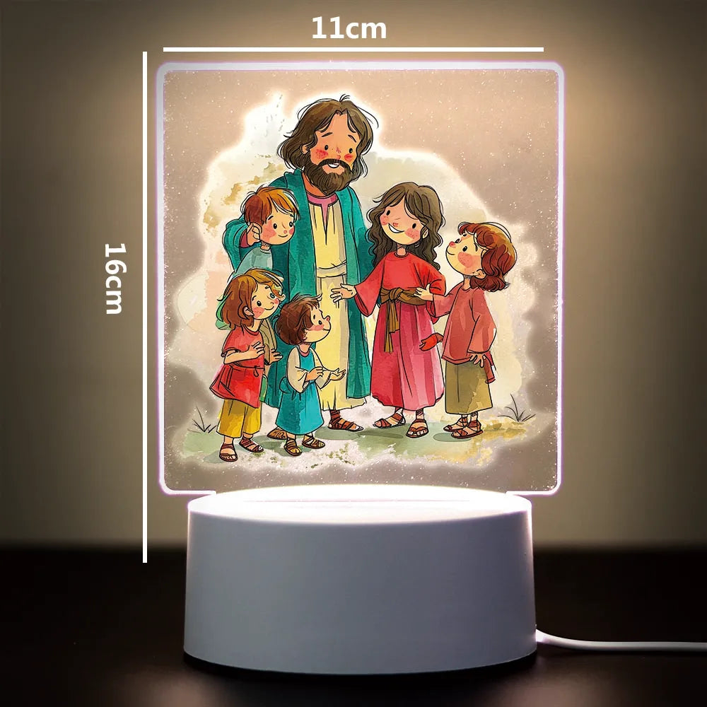 Christian 3D Night Light - USB Atmosphere Table Lamp for Home & Room Decor