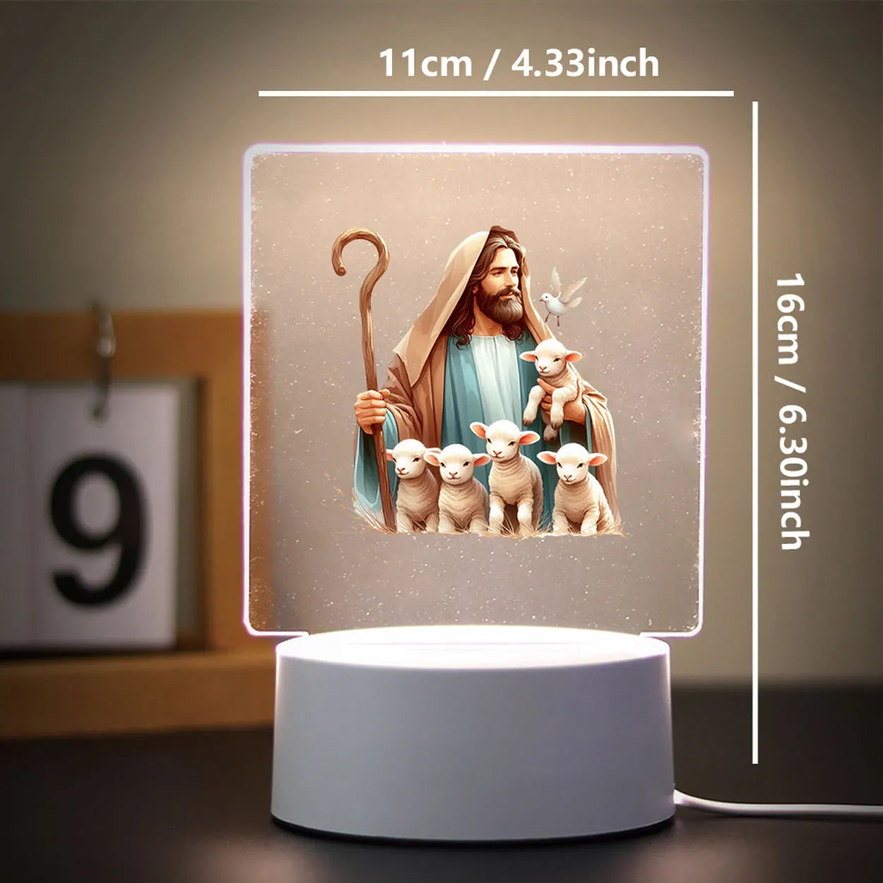 Christian 3D Night Light - USB Atmosphere Table Lamp for Home & Room Decor