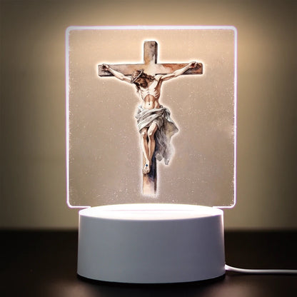 Christian 3D Night Light - USB Atmosphere Table Lamp for Home & Room Decor