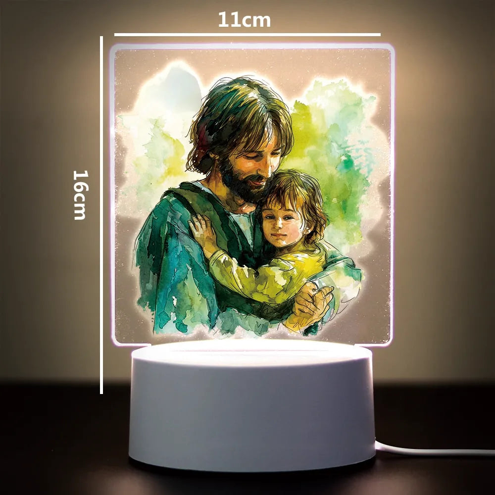 Christian 3D Night Light - USB Atmosphere Table Lamp for Home & Room Decor