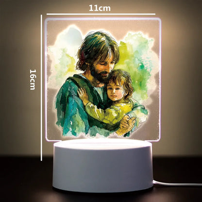 Christian 3D Night Light - USB Atmosphere Table Lamp for Home & Room Decor