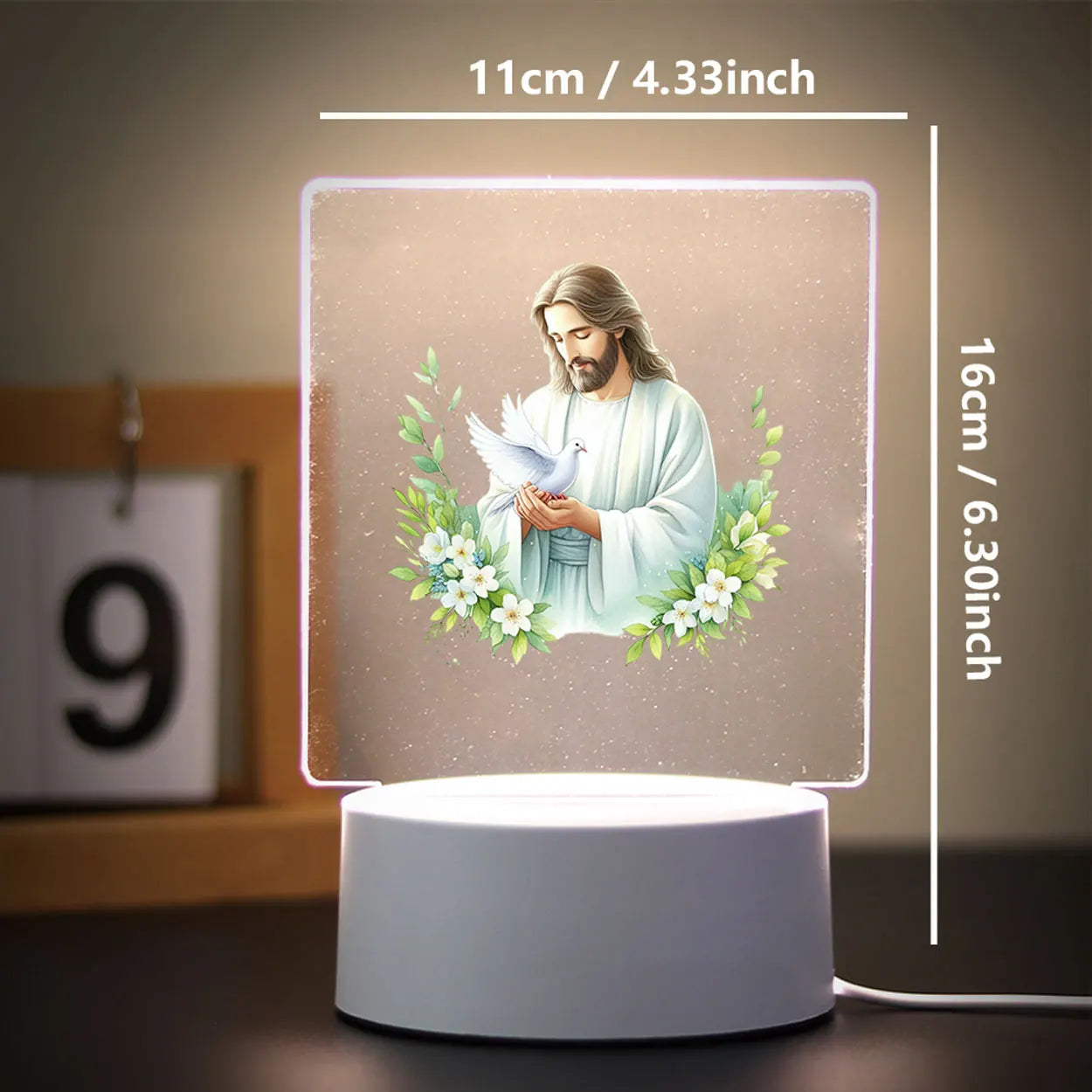 Christian 3D Night Light - USB Atmosphere Table Lamp for Home & Room Decor