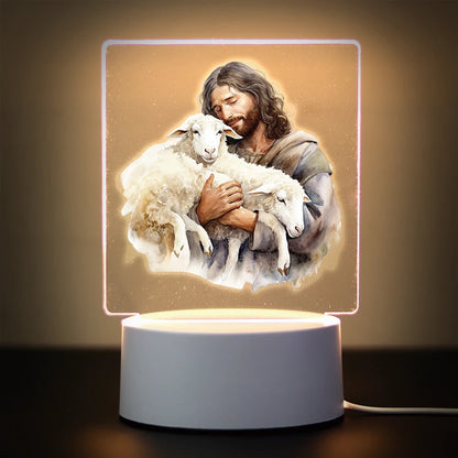 Christian 3D Night Light - USB Atmosphere Table Lamp for Home & Room Decor