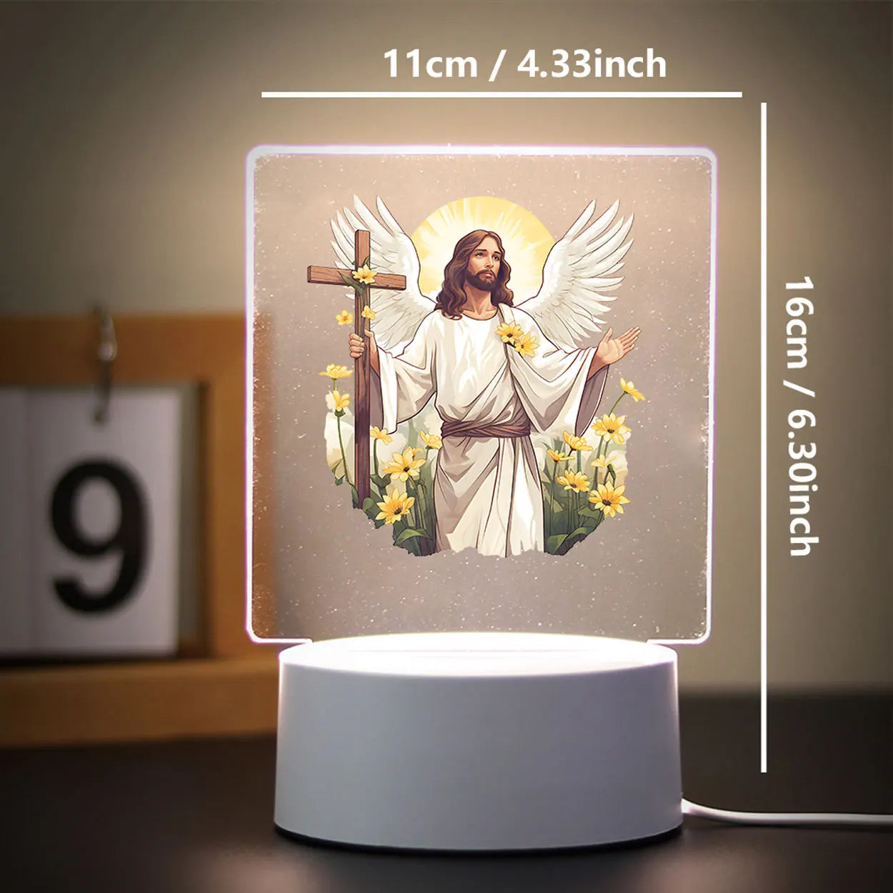 Christian 3D Night Light - USB Atmosphere Table Lamp for Home & Room Decor