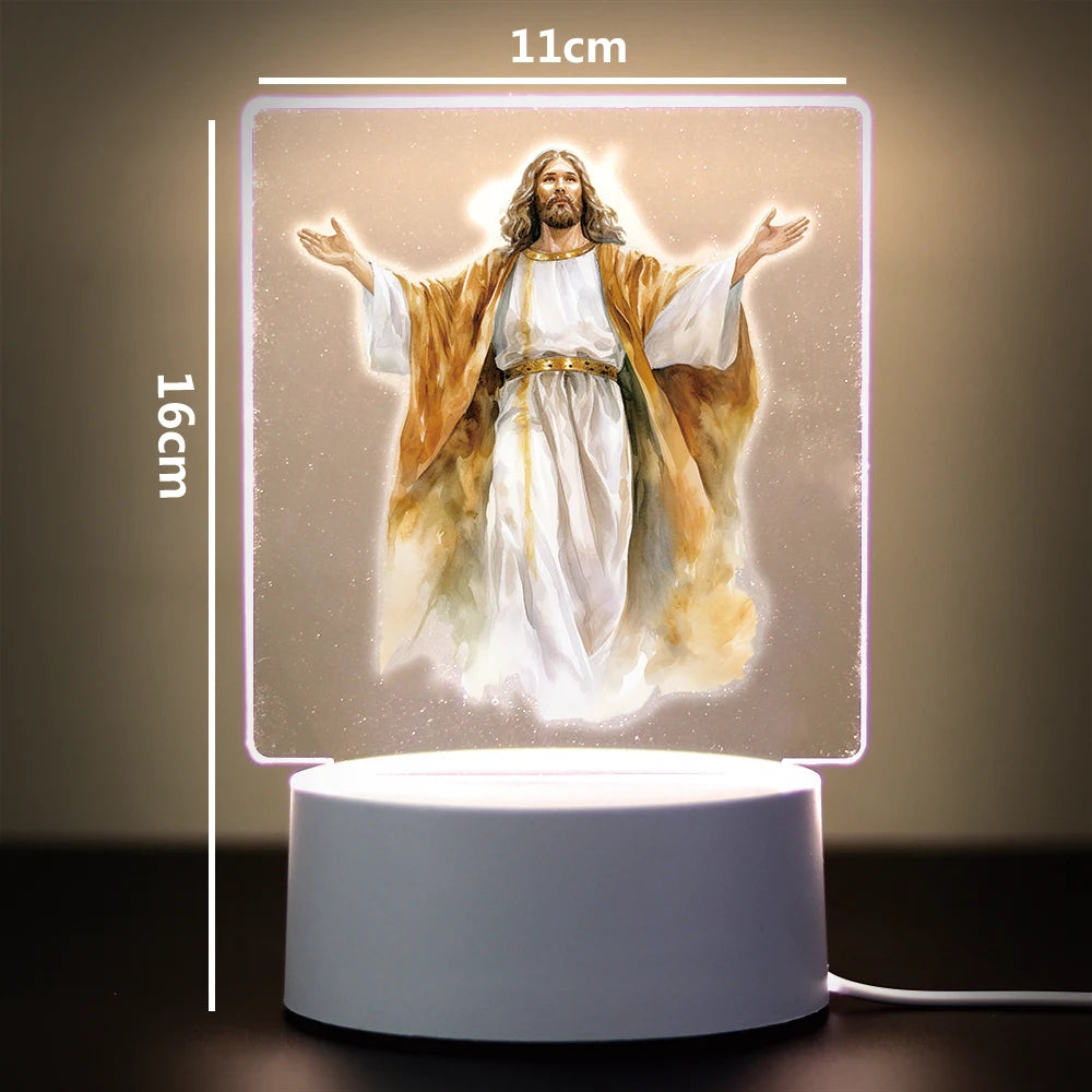 Christian 3D Night Light - USB Atmosphere Table Lamp for Home & Room Decor