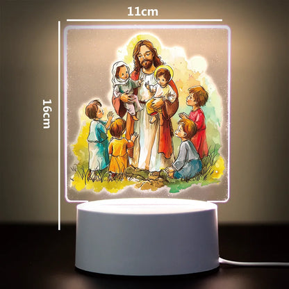 Christian 3D Night Light - USB Atmosphere Table Lamp for Home & Room Decor